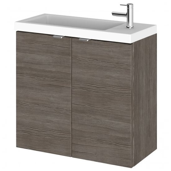 Product photograph of Fuji 60cm Wall Hung Vanity Unit With Basin In Brown Grey Avola from Furniture in Fashion