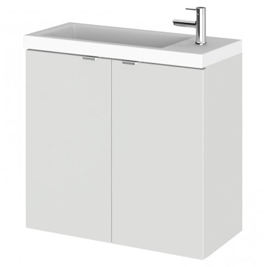 Product photograph of Fuji 60cm Wall Hung Vanity Unit With Basin In Gloss Grey Mist from Furniture in Fashion