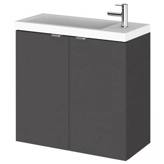 Product photograph of Fuji 60cm Wall Hung Vanity Unit With Basin In Gloss Grey from Furniture in Fashion