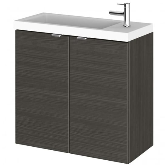 Product photograph of Fuji 60cm Wall Hung Vanity Unit With Basin In Hacienda Black from Furniture in Fashion