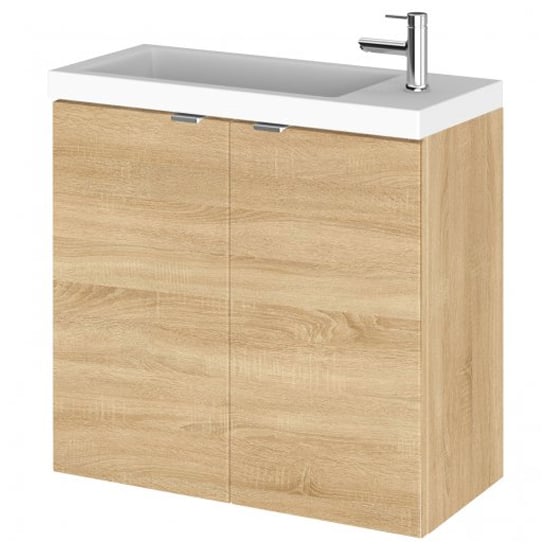 Product photograph of Fuji 60cm Wall Hung Vanity Unit With Basin In Natural Oak from Furniture in Fashion