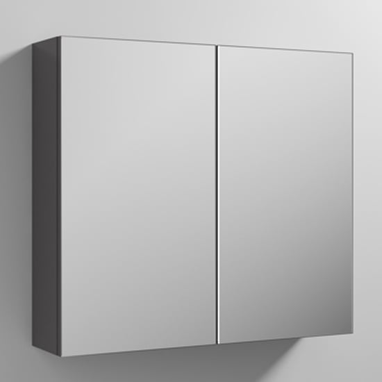 Product photograph of Fuji 80cm Mirrored Cabinet In Gloss Grey With 2 Doors from Furniture in Fashion