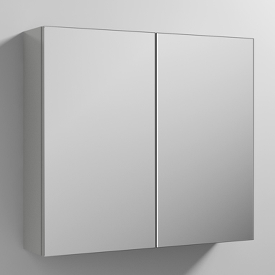 Product photograph of Fuji 80cm Mirrored Cabinet In Gloss Grey Mist With 2 Doors from Furniture in Fashion
