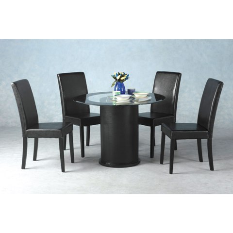 Galaxy Black Round Dining Set with 4 Chairs