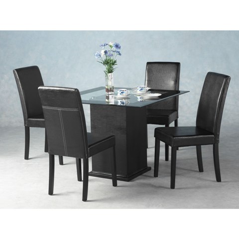 Galaxy Square Black Dining Set with 4 Chairs