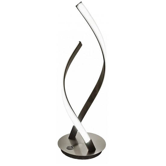 Product photograph of Galla Twisted Table Lamp In Satin Steel from Furniture in Fashion