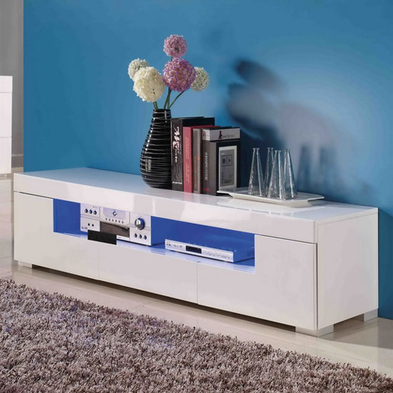 Lazy Tall Sideboard In High Gloss White