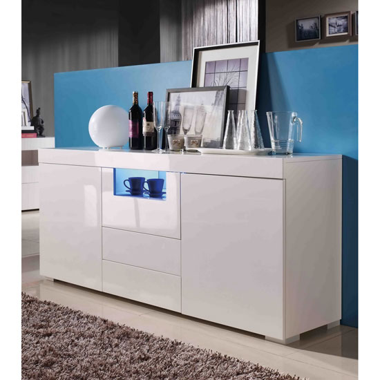 Lazy Tall Sideboard In High Gloss White