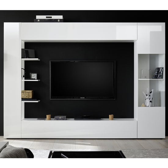 Product photograph of Halcyon Large Entertainment Unit In White High Gloss from Furniture in Fashion