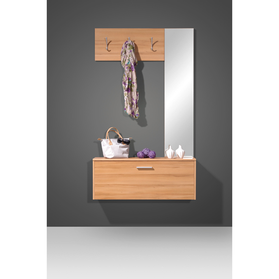 Wall Mounted Beech Hallway Stand Shoe storage 8817 F