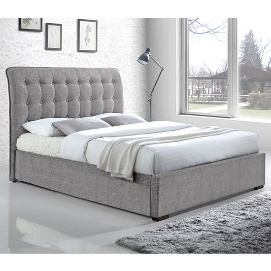 Product photograph of Hamilton Fabric Upholstered King Size Bed In Light Grey from Furniture in Fashion