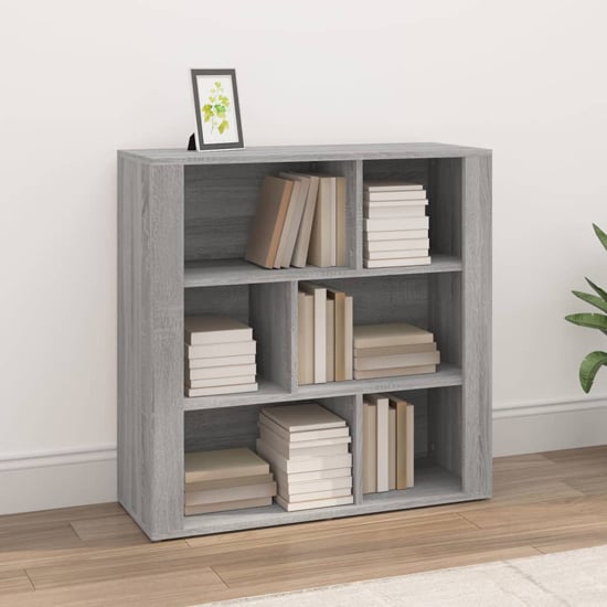 Harris Wooden Bookcase With 6 Shelves In Grey Sonoma Oak