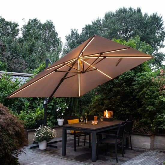 Product photograph of Hawo Lumen Led Square Cantilever Parasol In Dark Grey from Furniture in Fashion