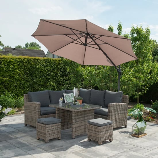 Product photograph of Hawo Round Cantilever Parasol With Cross Base In Dark Grey from Furniture in Fashion