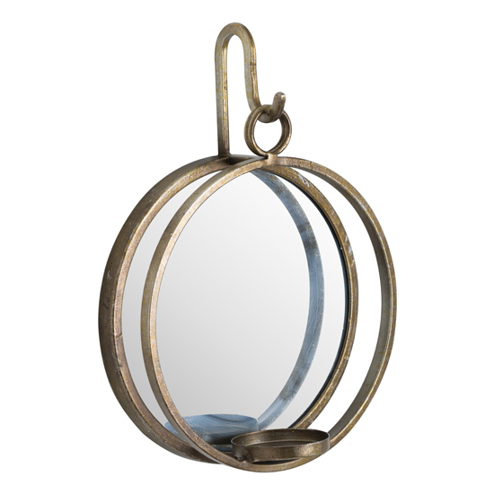 Product photograph of Henry Large Wall Hanging Mirrored Candle Holder In Bronze from Furniture in Fashion