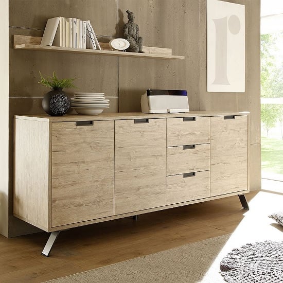 Product photograph of Heyford Large Sideboard In Sherwood Oak With 3 Doors from Furniture in Fashion