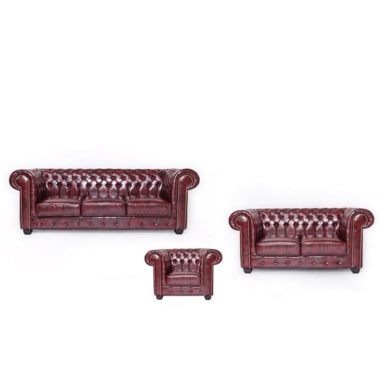 Hudson Chesterfield Sofa Set In Antique Brown Bonded Leather Hudson Chesterfield Sofa Set In Antique Brown Bonded Leather