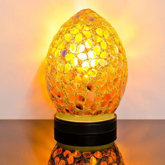 Product photograph of Izar Small Bronze Flower Egg Design Mosaic Glass Table Lamp from Furniture in Fashion