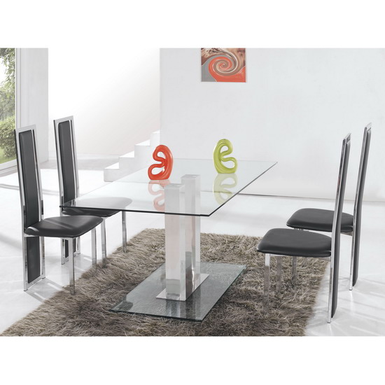 Jet Large Clear Glass Dining Set + 6 D231/G601 Dining Chairs