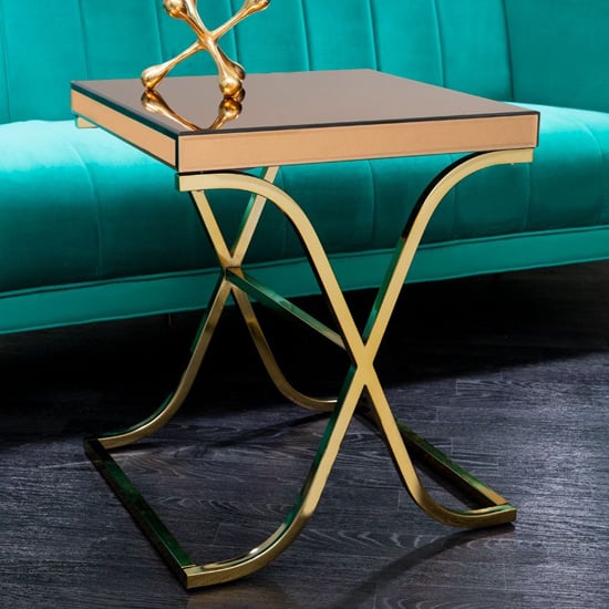 Kensick Mirrored Glass Side Table With Gold Frame