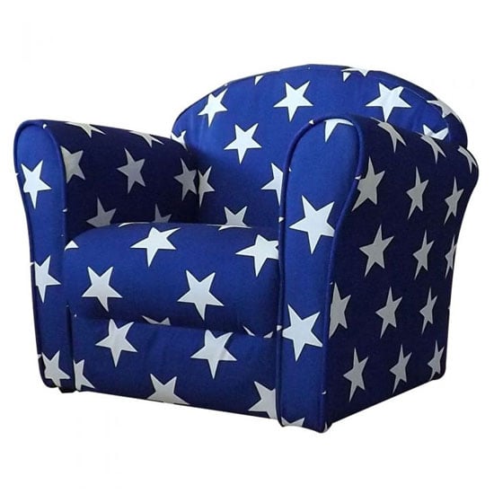 Product photograph of Kids Mini Fabric Armchair In Blue With White Stars from Furniture in Fashion