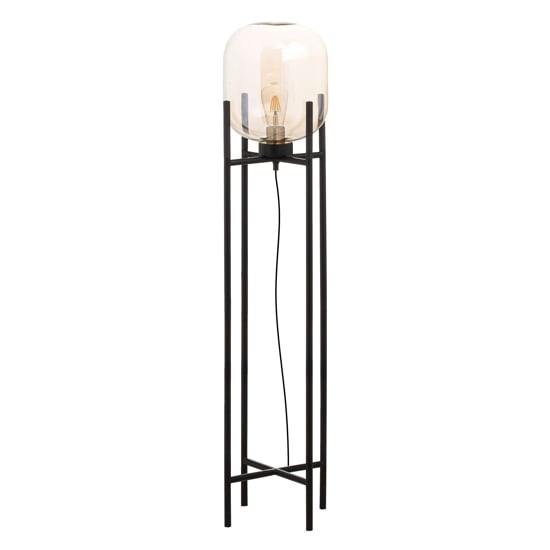 Product photograph of Latinas Vintage Industrial Glass Glow Floor Lamp In Black from Furniture in Fashion