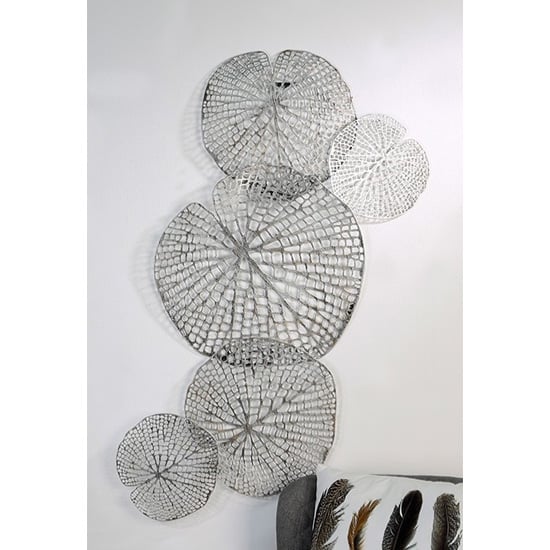 Product photograph of Leaf Metal Wall Art In Silver from Furniture in Fashion