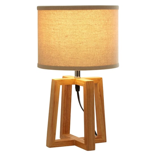 Product photograph of Leap Light Brown Fabric Shade Table Lamp With Natural Base from Furniture in Fashion