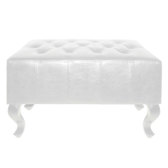 Genuine Leather White Chesterfield Foot Stool, 2401975