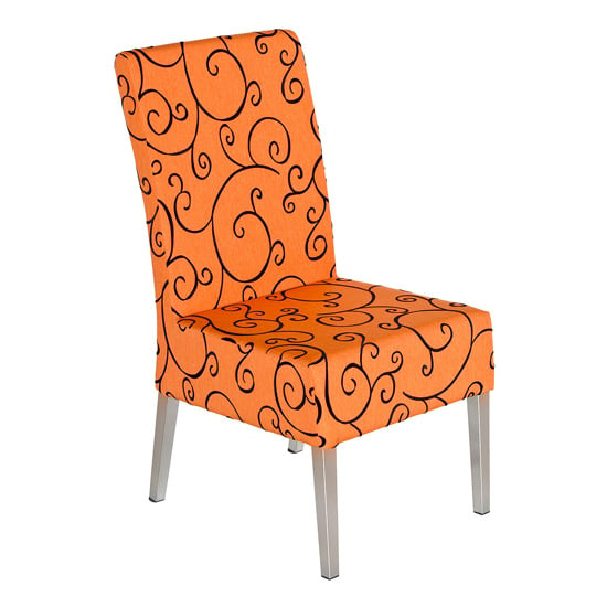 Product photograph of Leia Fabric Upholstered Dining Chair In Orange from Furniture in Fashion
