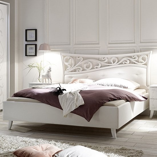 Product photograph of Lerso Faux Leather King Size Bed In White from Furniture in Fashion