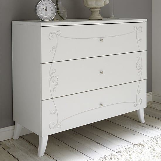 Product photograph of Lerso Wooden Chest Of Drawers In Serigraphed White from Furniture in Fashion