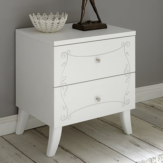 Product photograph of Lerso Wooden Nightstand In Serigraphed White from Furniture in Fashion