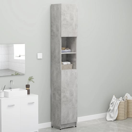 Logan Wooden Bathroom Storage Cabinet In Concrete Effect