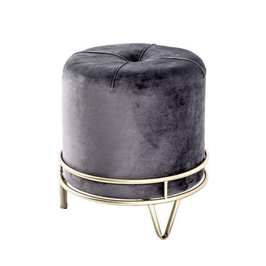 Product photograph of Loleta Fabric Stool In Anthracite With Gold Metal Base from Furniture in Fashion