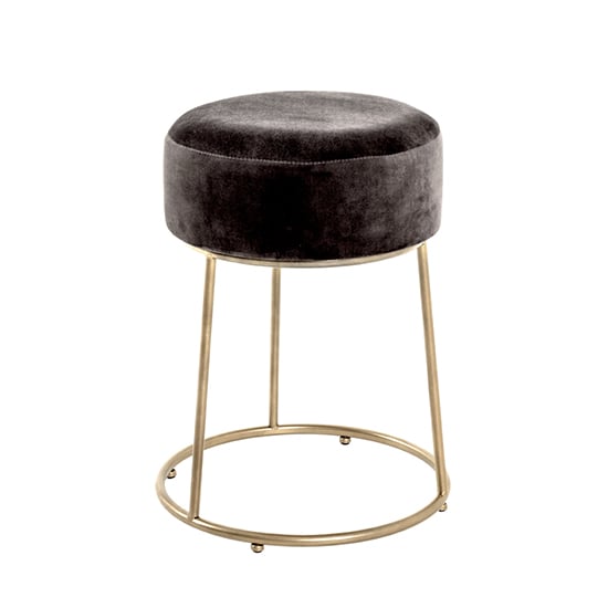 Product photograph of Loleta Tall Fabric Stool In Anthracite With Gold Metal Base from Furniture in Fashion