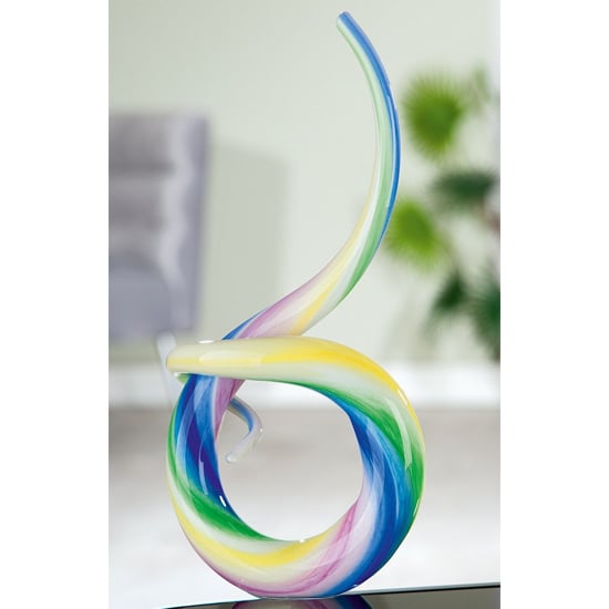 Product photograph of Looping Glass Design Sculpture In Multicolor from Furniture in Fashion