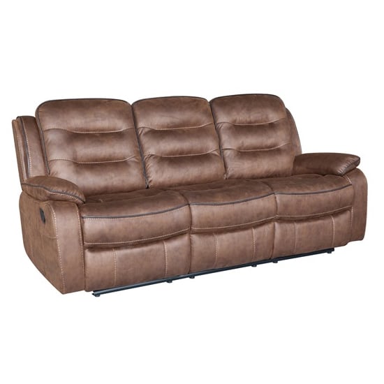 Product photograph of Lovell Fabric Recliner 3 Seater Sofa In Caramel from Furniture in Fashion