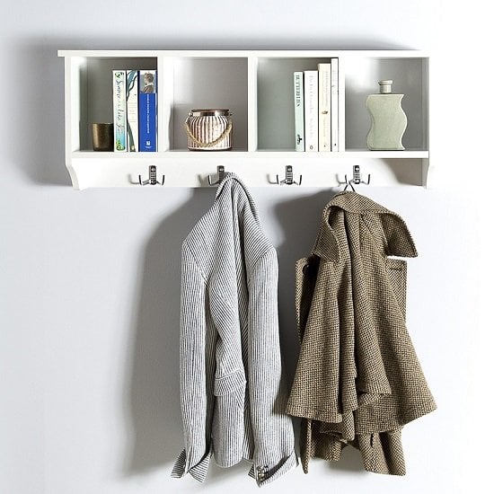 Keswick Wall Rack In White With Four Storage Compartments