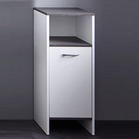 Product photograph of Matis Modern Bathroom Cabinet In White And Smoky Silver from Furniture in Fashion