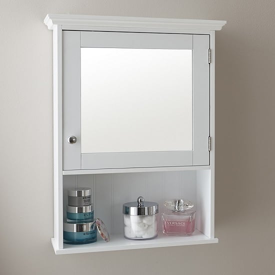 Catford Wall Mounted Mirrored Bathroom Cabinet In White