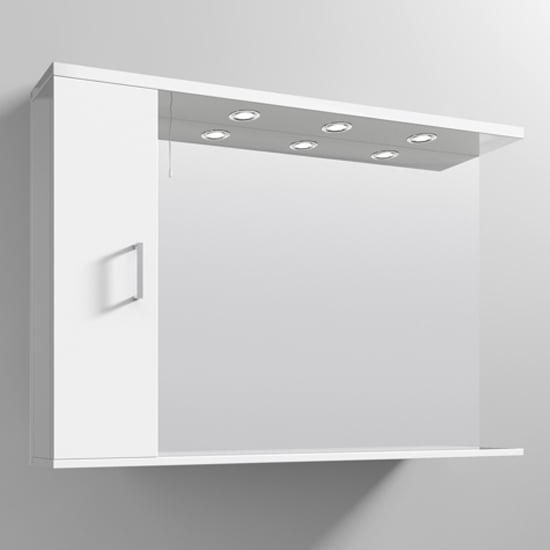 Product photograph of Mayetta 105cm Bathroom Mirrored Cabinet In Gloss White from Furniture in Fashion