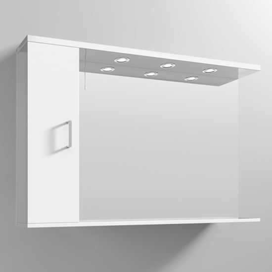 Product photograph of Mayetta 125cm Bathroom Mirrored Cabinet In Gloss White from Furniture in Fashion