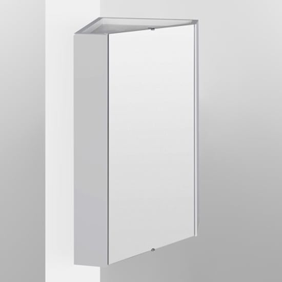 Product photograph of Mayetta 46cm Corner Bathroom Mirrored Cabinet In Gloss White from Furniture in Fashion