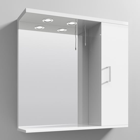 Product photograph of Mayetta 75cm Bathroom Mirrored Cabinet In Gloss White from Furniture in Fashion