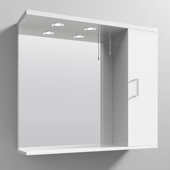 Product photograph of Mayetta 85cm Bathroom Mirrored Cabinet In Gloss White from Furniture in Fashion
