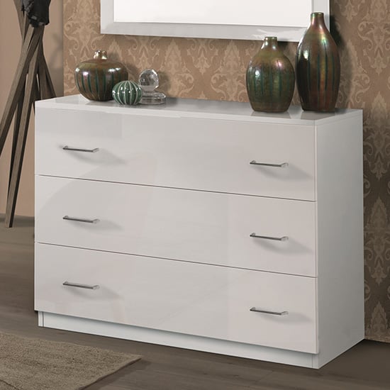 Product photograph of Mayon Wooden Chest Of Drawers In White High Gloss from Furniture in Fashion