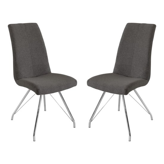 Product photograph of Mekbuda Dark Grey Fabric Upholstered Dining Chair In Pair from Furniture in Fashion
