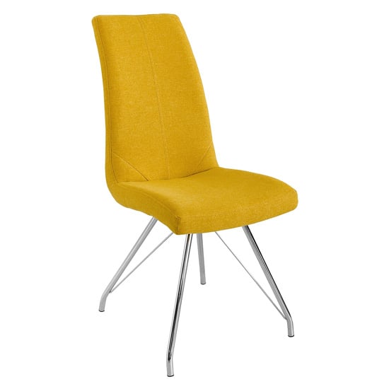 Product photograph of Mekbuda Fabric Upholstered Dining Chair In Yellow from Furniture in Fashion