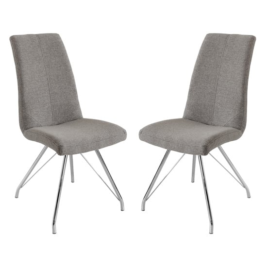 Product photograph of Mekbuda Grey Fabric Upholstered Dining Chair In Pair from Furniture in Fashion